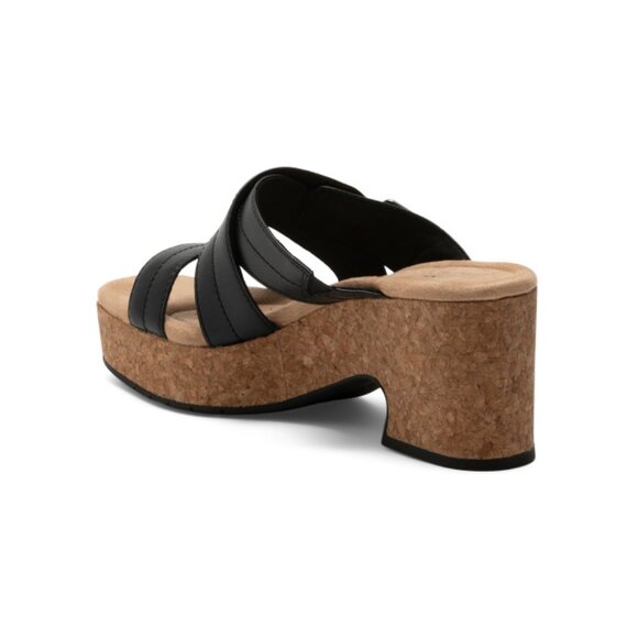 CLARKS Black Leather Nerisa Holly Comfort Sandals - Picture 2 of 2